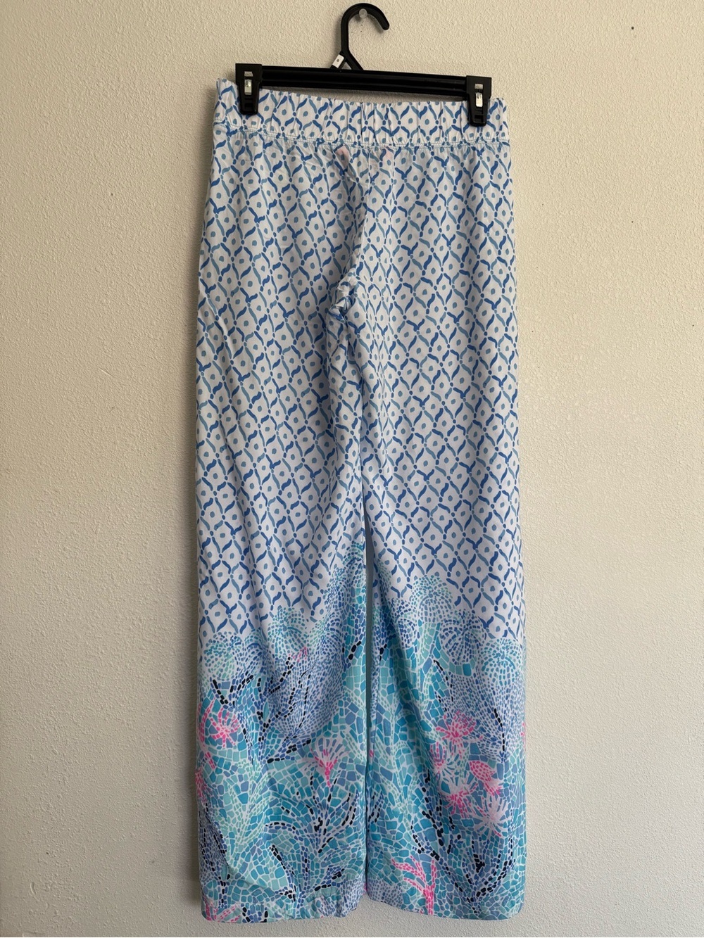 Lilly Pulitzer XS Blue White Palazzo Pants Resort Coastal Wide Leg - Picture 4 of 5